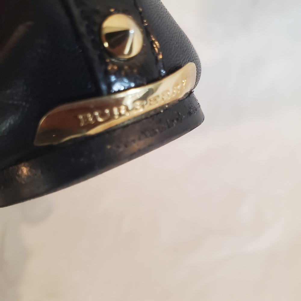 Burberry Women's 37 Black Bow Studded Leather Ballet Flats - Picture 8 of 9